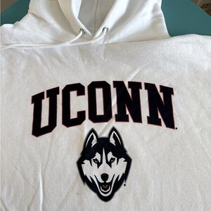 UConn white hoodie.
